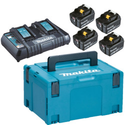 PACK 4 BAT 18V 5.0AH + CHARGEUR + COFFRET MAKPAC 305224