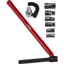 CLE ECROU ROBINET AVEC 6 EMBOUTS DIAMETRE 9 A 17 MM    33997
